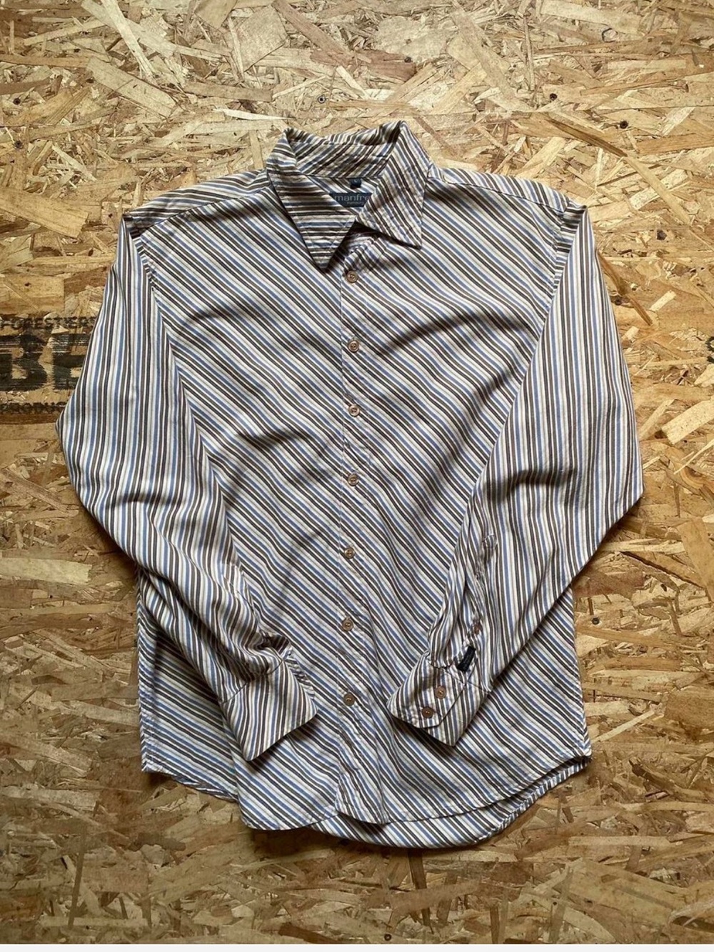 Striped Manfred Long-Sleeve Dress Shirt - Blue & Brown